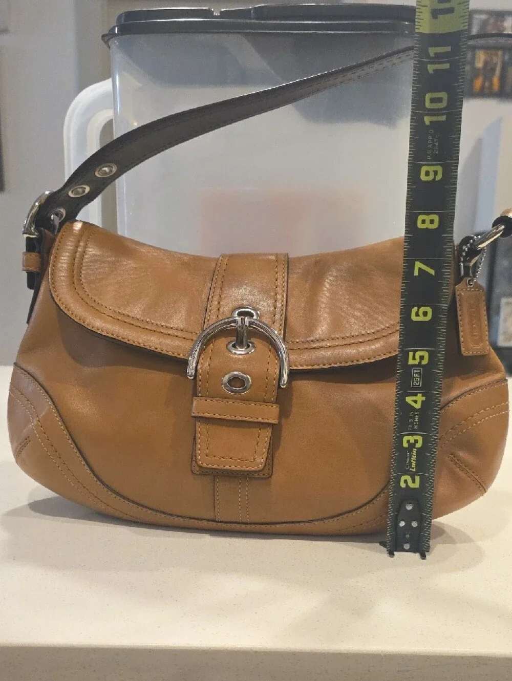 Coach Soho Leather Shoulder Bag with Silver Hardware Rare Camel Tanq